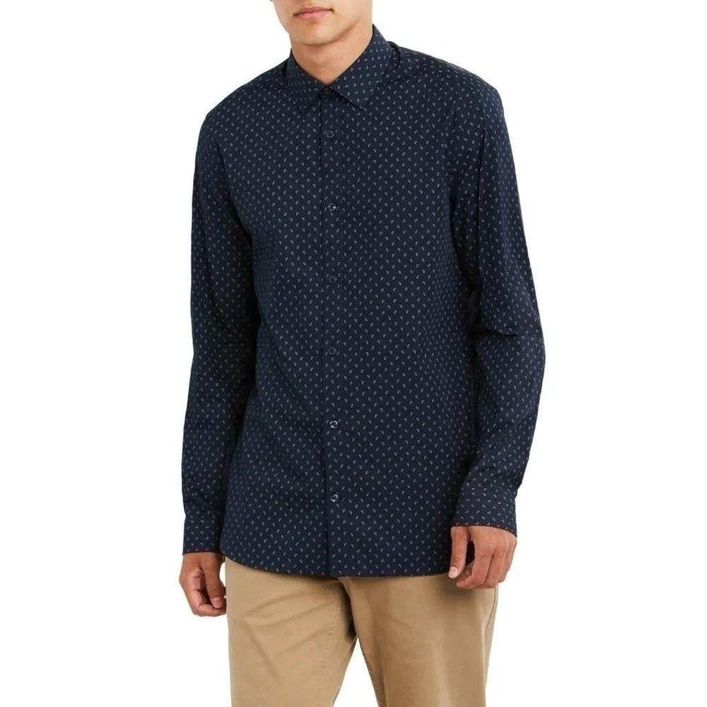BEN SHERMAN | NAVY PRINT BUTTON DOWN DRESS SHIRT